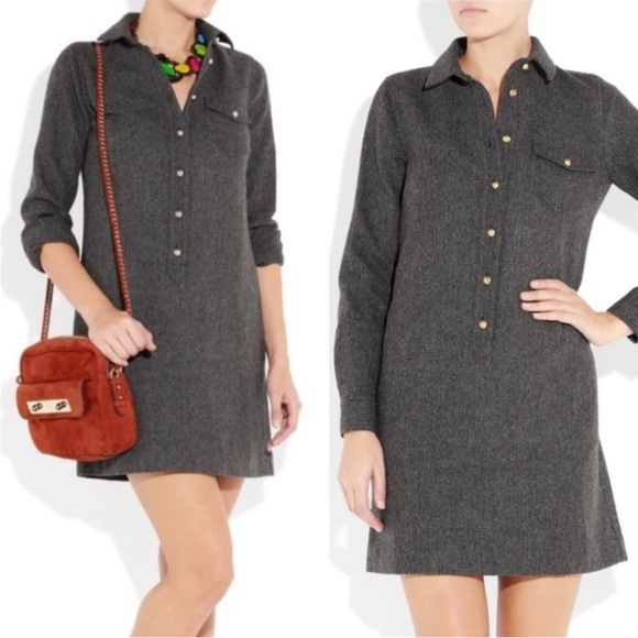 J. Crew Herringbone Wool Shirt Dress Lined
Brass Buttons Long Sleeve NWOT - Picture 7 of 12
